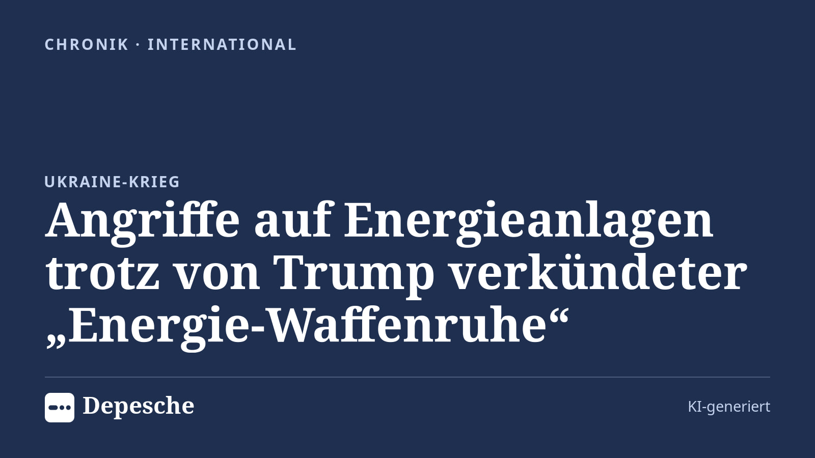 Chronik: Angriffe auf Energieanlagen trotz von Trump verkündeter „Energie‑Waffenruhe“