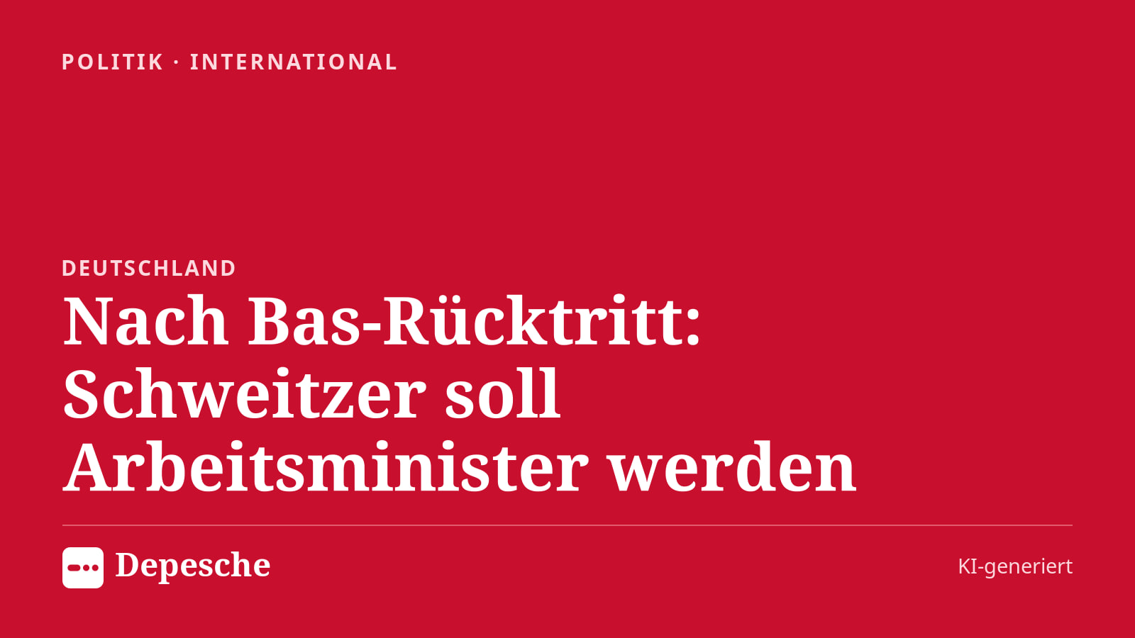 Politik: Nach Bas-Rücktritt: Schweitzer soll Arbeitsminister werden
