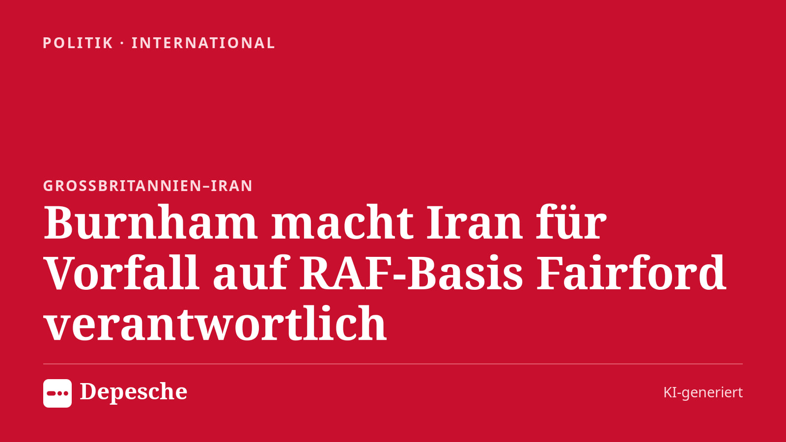 Politik: Burnham macht Iran für Vorfall auf RAF‑Basis Fairford verantwortlich