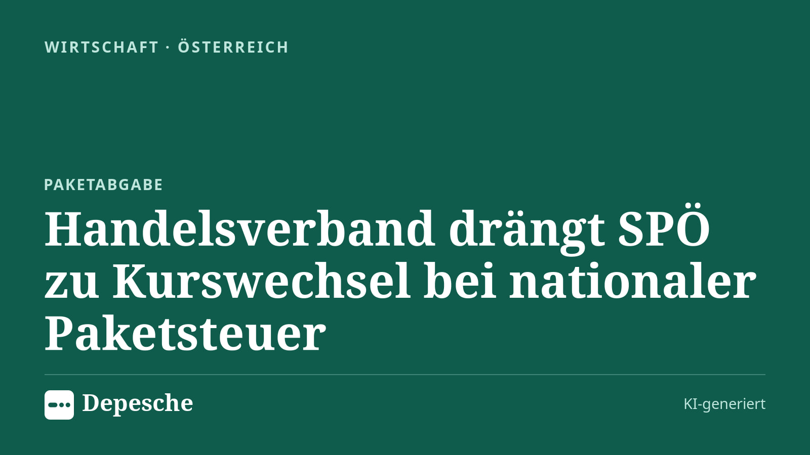 Wirtschaft: Handelsverband drängt SPÖ zu Kurswechsel bei nationaler Paketsteuer