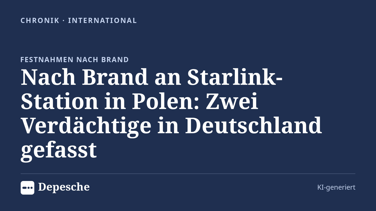 Chronik: Nach Brand an Starlink-Station in Polen: Zwei Verdächtige in Deutschland gefasst