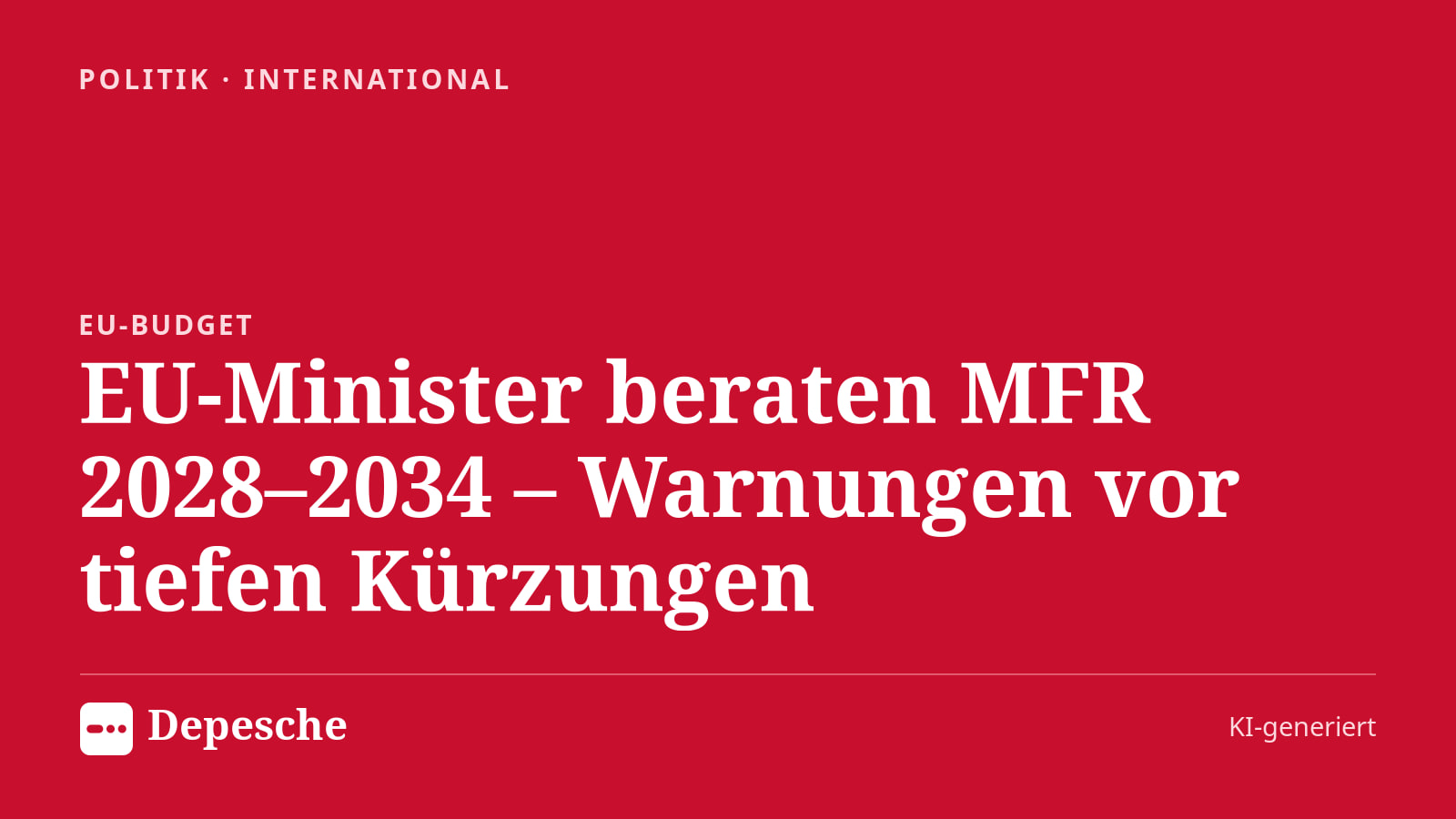 Politik: EU-Minister beraten MFR 2028–2034 – Warnungen vor tiefen Kürzungen