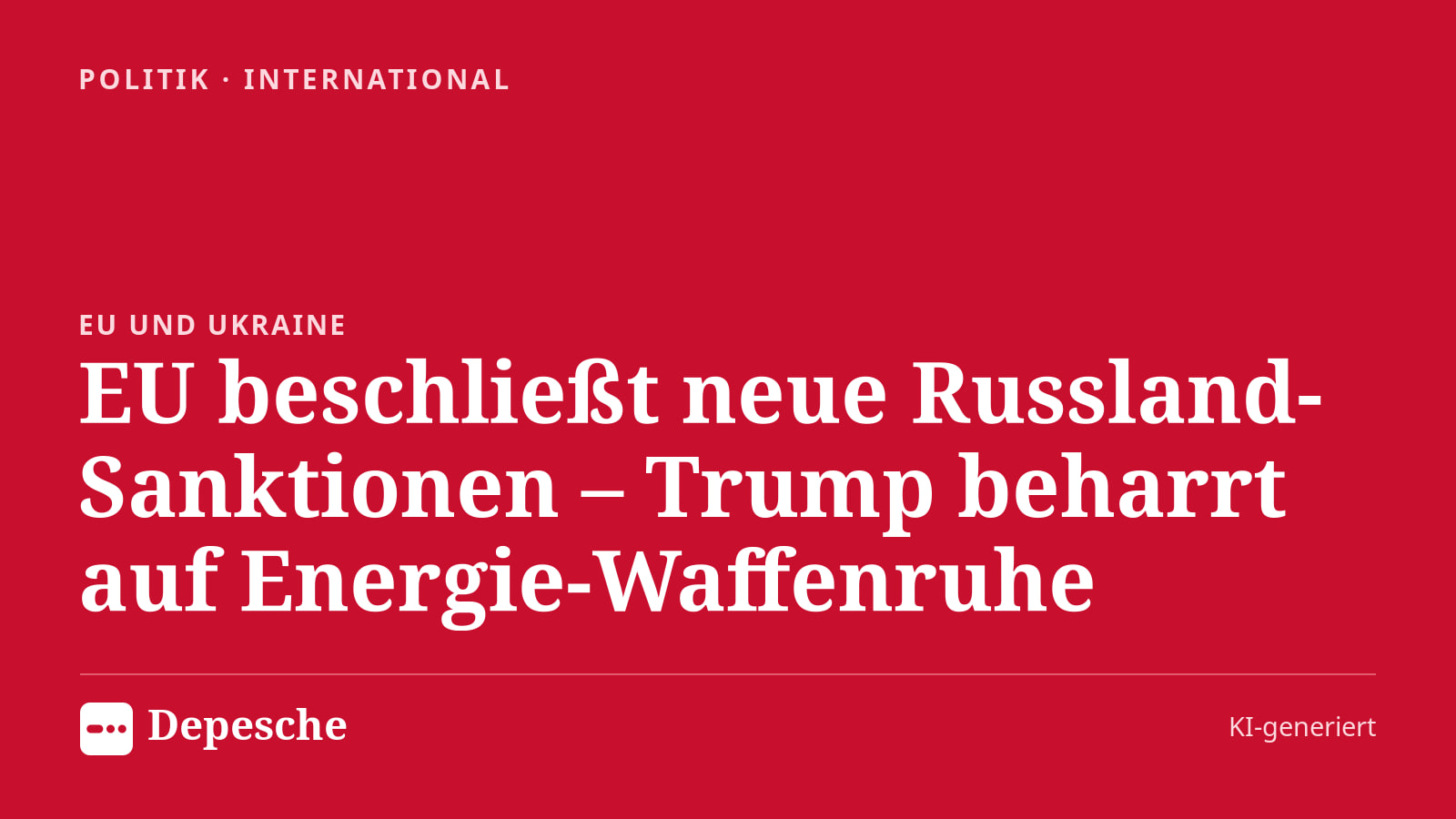 Politik: EU beschließt neue Russland-Sanktionen – Trump beharrt auf Energie-Waffenruhe