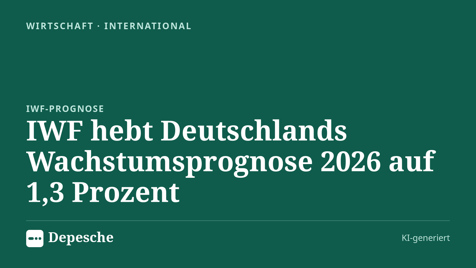 Wirtschaft: IWF hebt Deutschlands Wachstumsprognose 2026 auf 1,3 Prozent