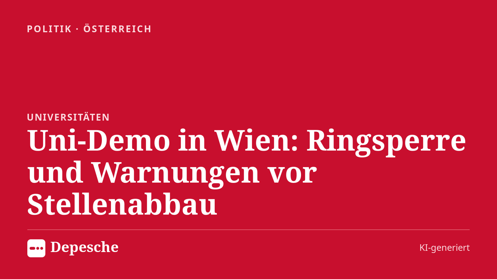 Politik: Uni-Demo in Wien: Ringsperre und Warnungen vor Stellenabbau