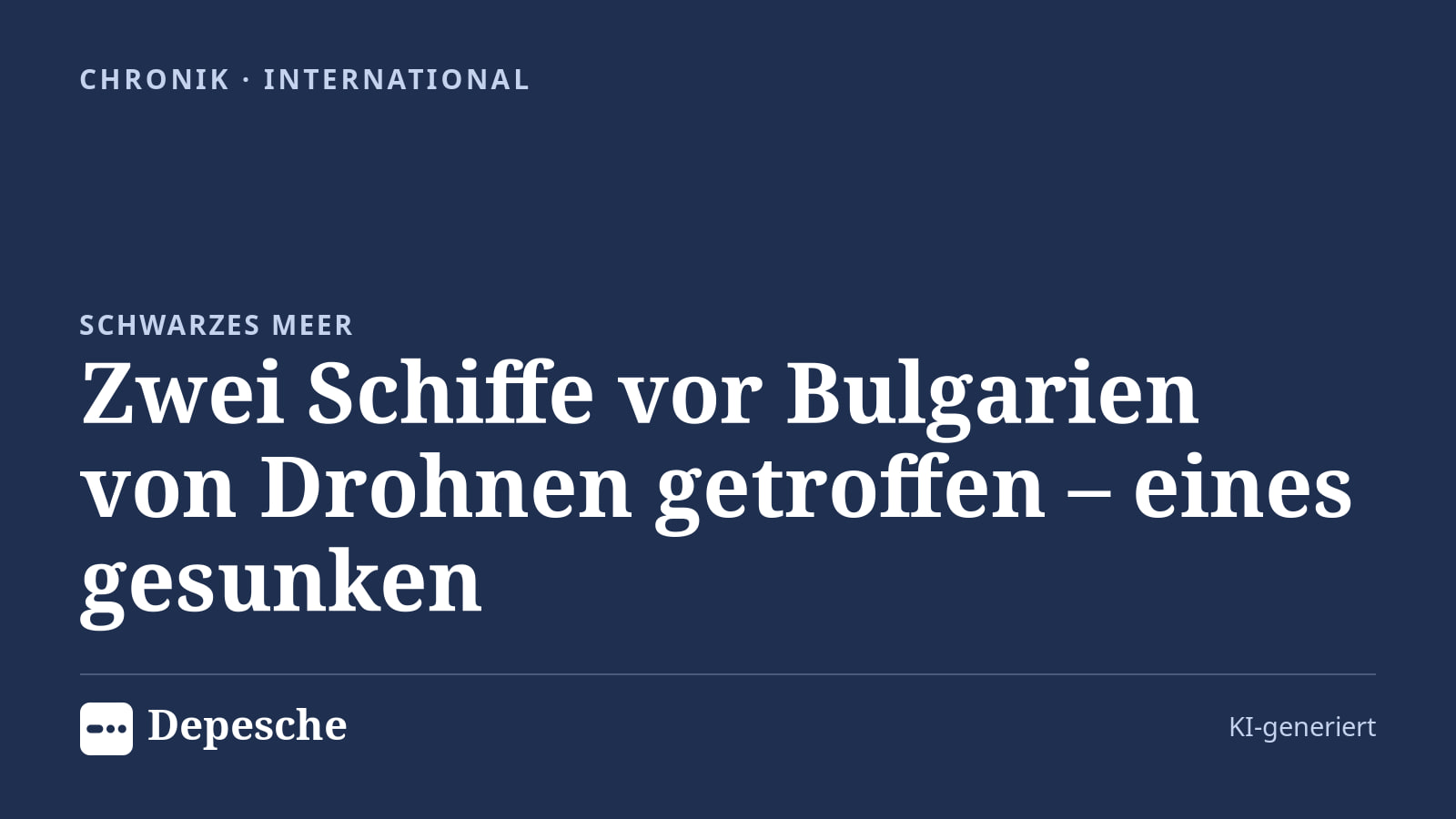 Chronik: Zwei Schiffe vor Bulgarien von Drohnen getroffen – eines gesunken