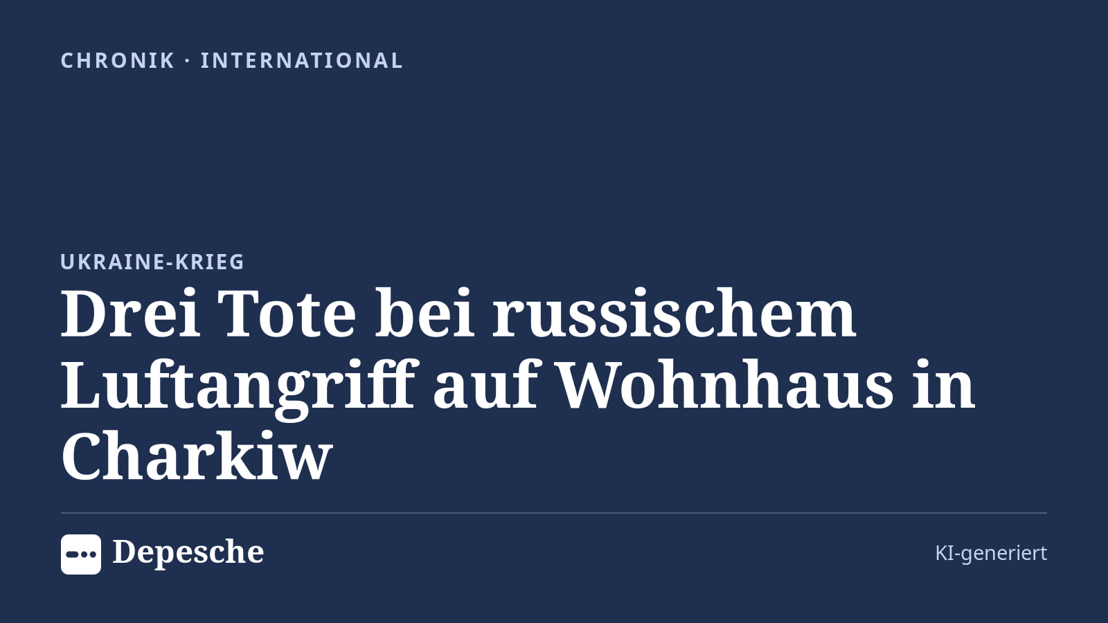 Chronik: Drei Tote bei russischem Luftangriff auf Wohnhaus in Charkiw
