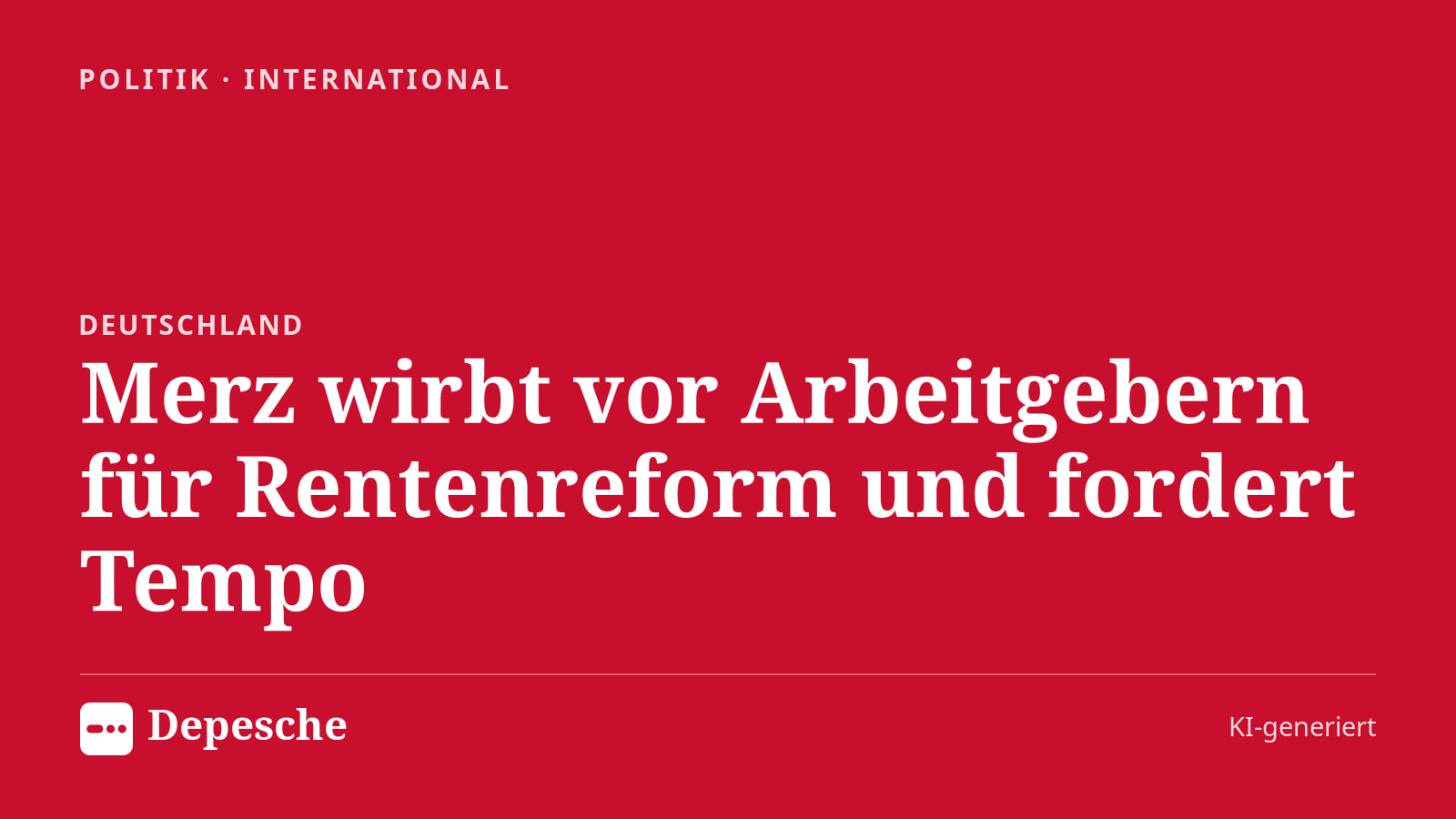 Politik: Merz wirbt vor Arbeitgebern für Rentenreform und fordert Tempo
