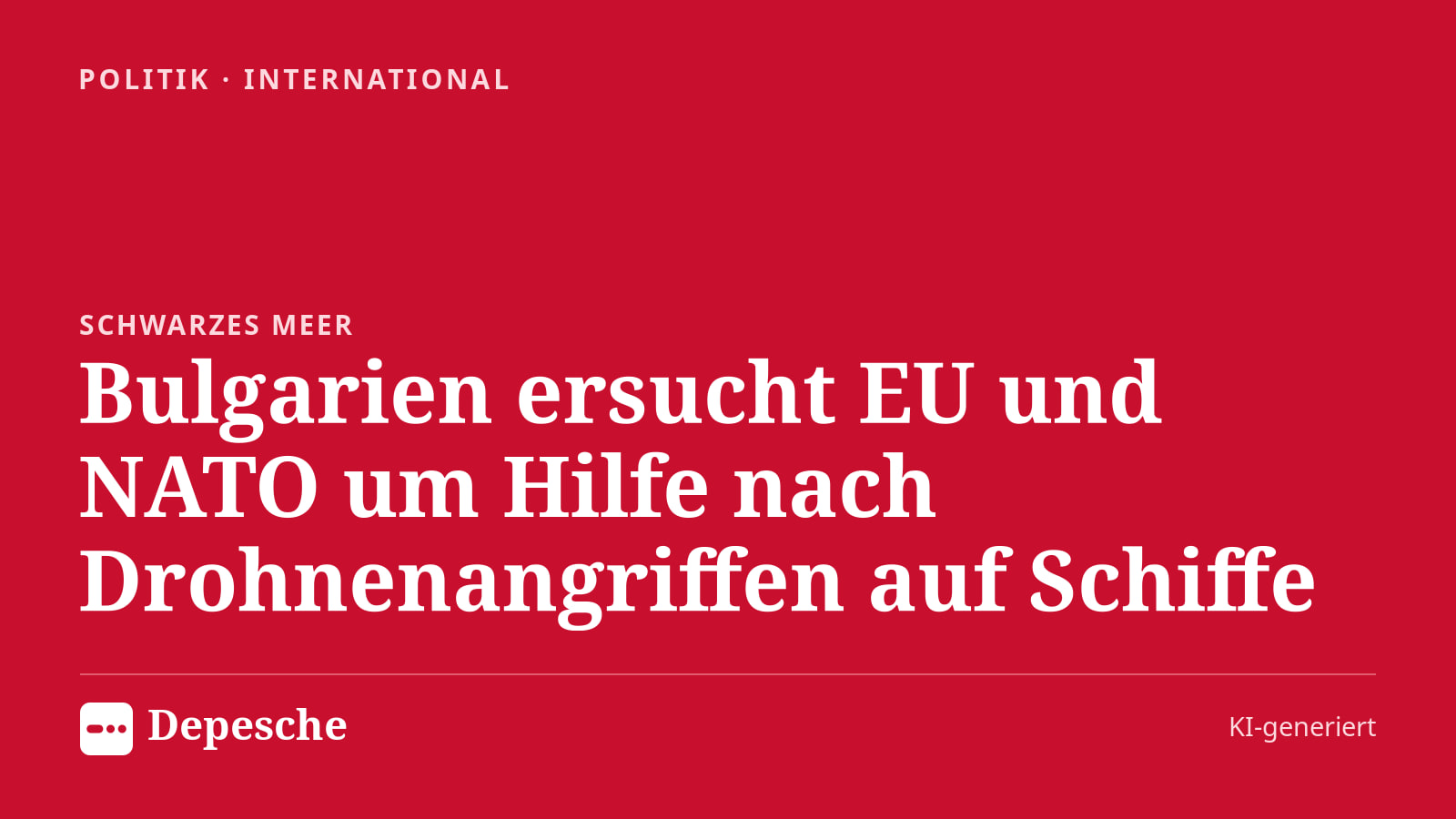 Politik: Bulgarien ersucht EU und NATO um Hilfe nach Drohnenangriffen auf Schiffe