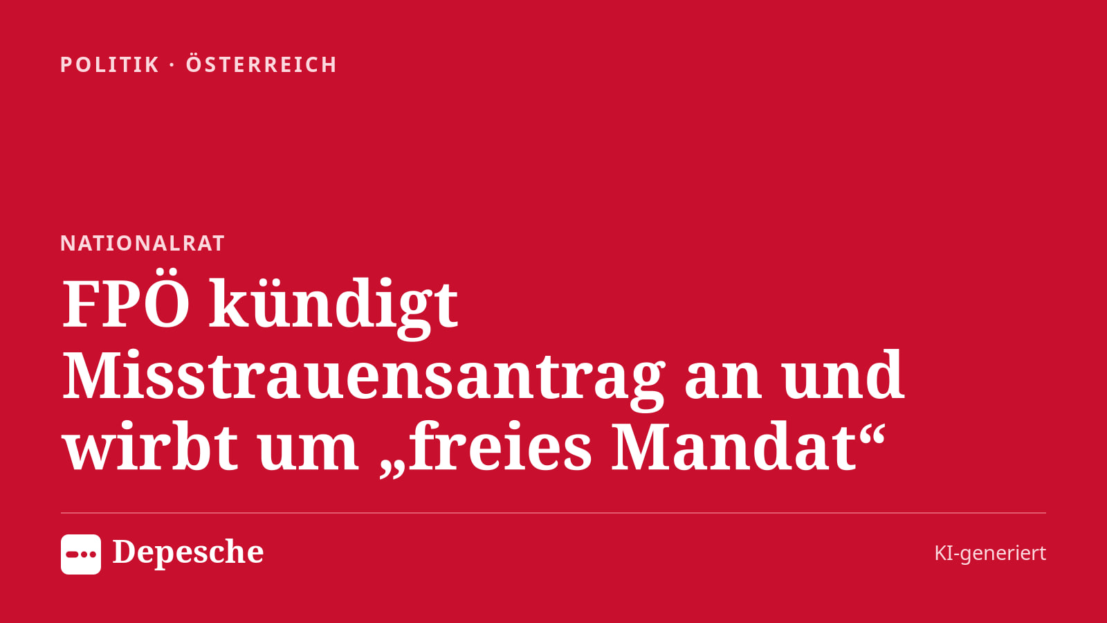 Politik: FPÖ kündigt Misstrauensantrag an und wirbt um „freies Mandat“