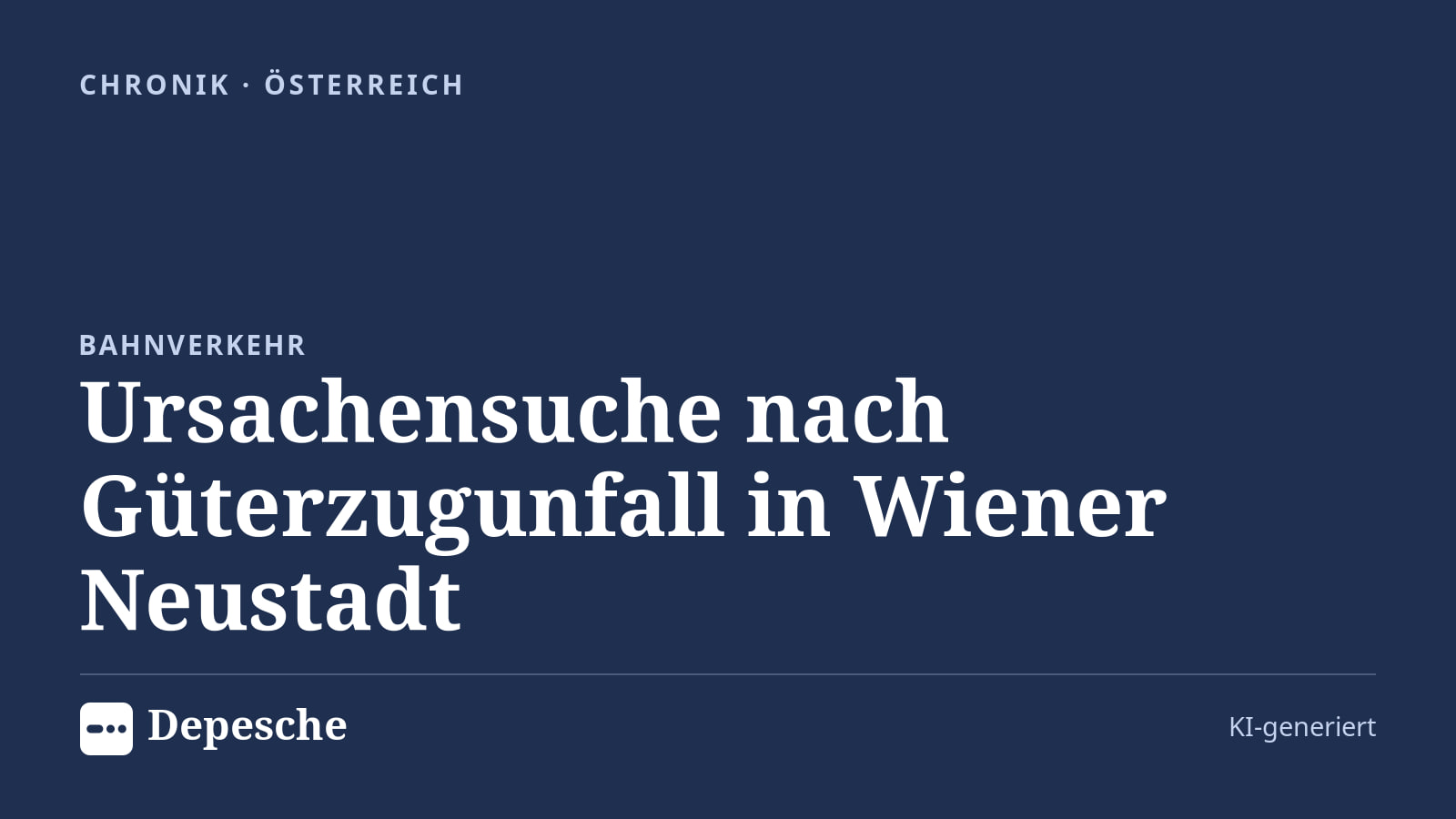 Chronik: Ursachensuche nach Güterzugunfall in Wiener Neustadt