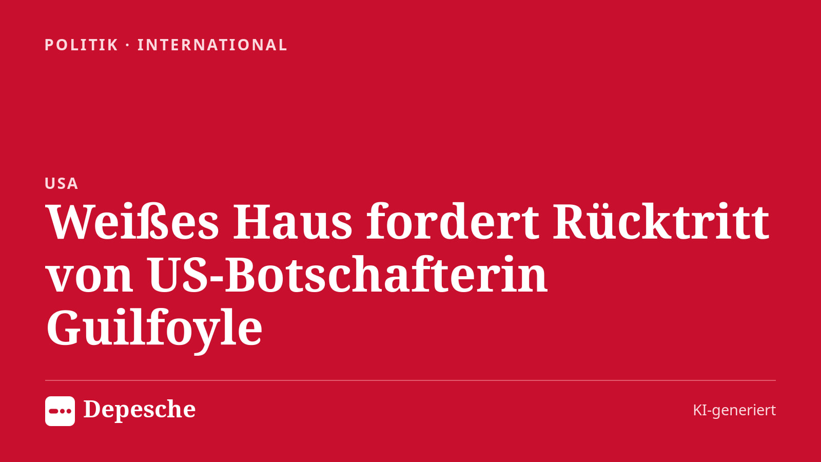 Politik: Weißes Haus fordert Rücktritt von US‑Botschafterin Guilfoyle