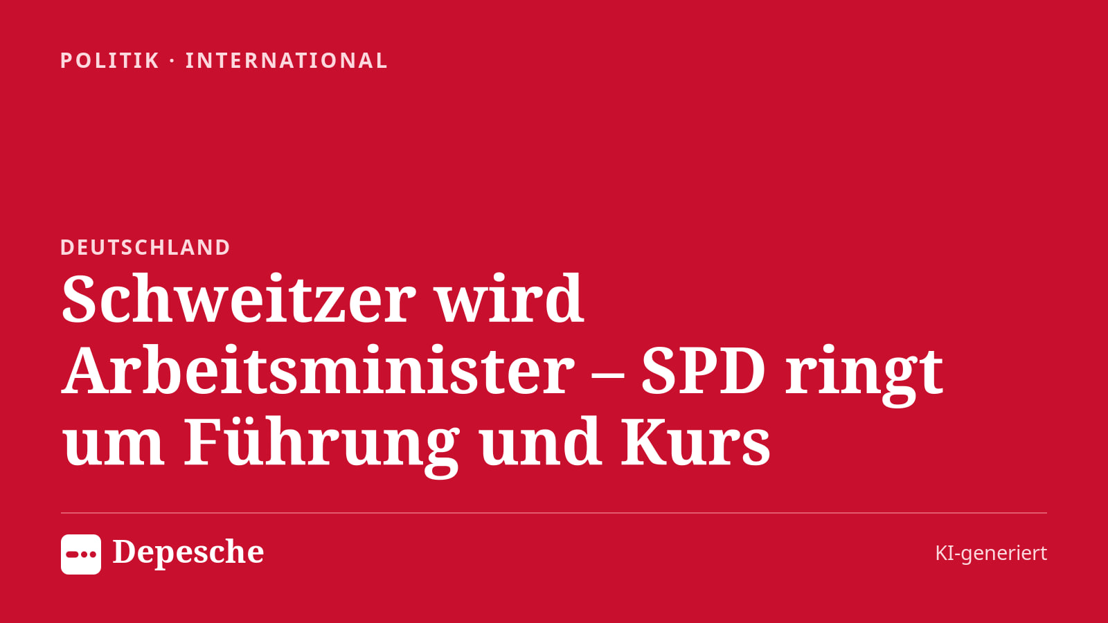 Politik: Schweitzer wird Arbeitsminister – SPD ringt um Führung und Kurs