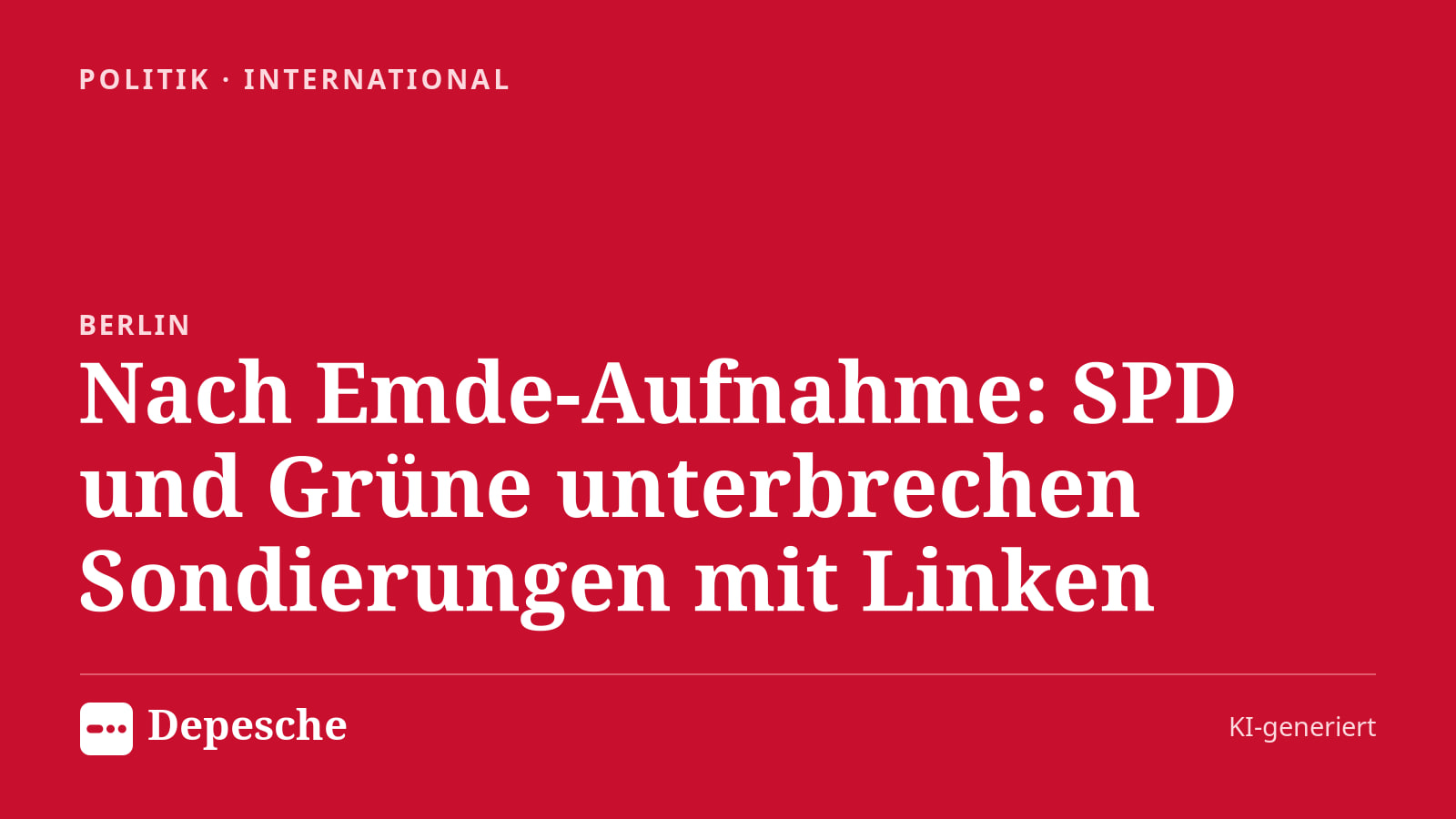 Politik: Nach Emde-Aufnahme: SPD und Grüne unterbrechen Sondierungen mit Linken