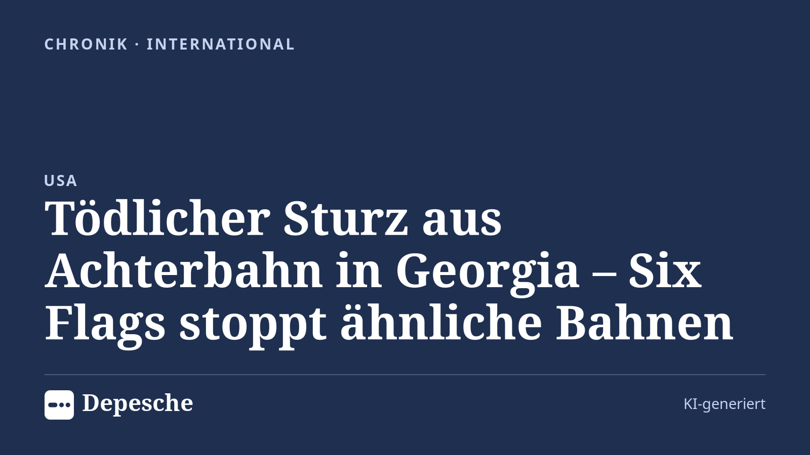 Chronik: Tödlicher Sturz aus Achterbahn in Georgia – Six Flags stoppt ähnliche Bahnen