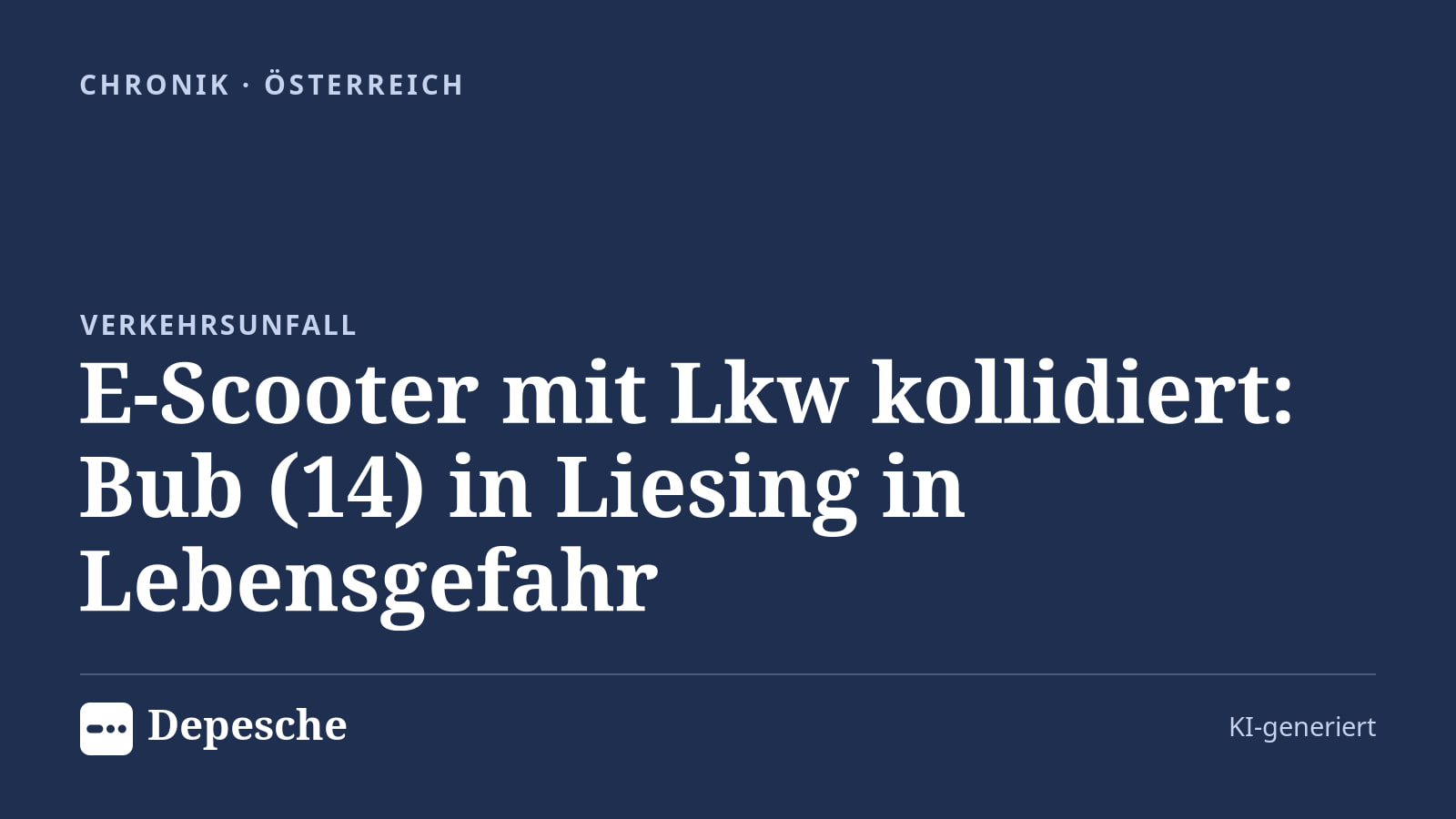 Chronik: E-Scooter mit Lkw kollidiert: Bub (14) in Liesing in Lebensgefahr