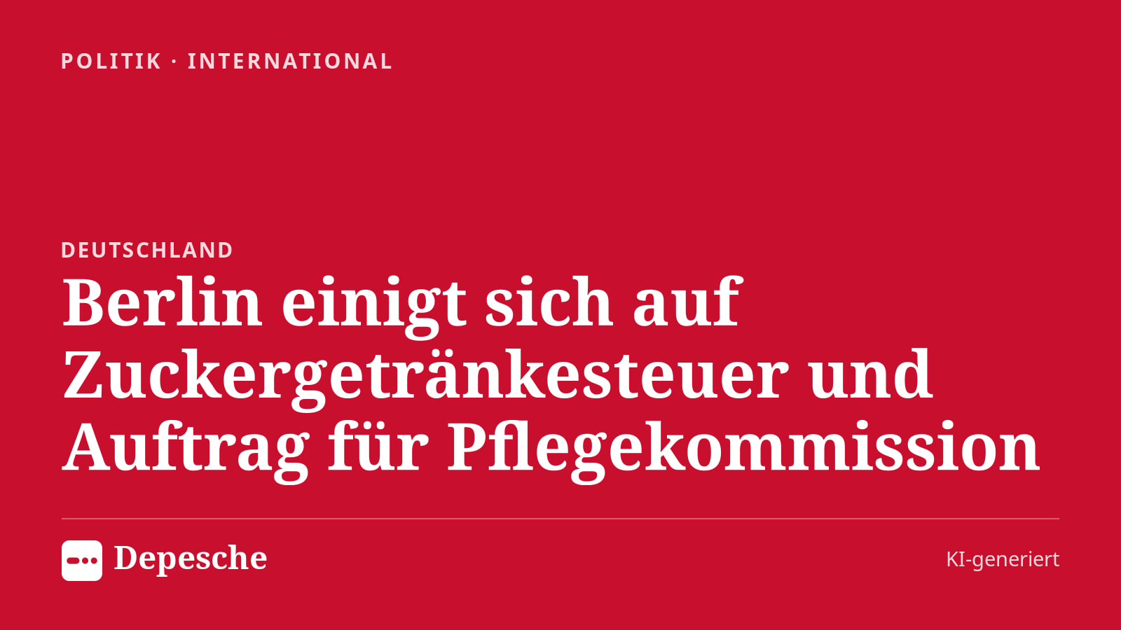 Politik: Berlin einigt sich auf Zuckergetränkesteuer und Auftrag für Pflegekommission