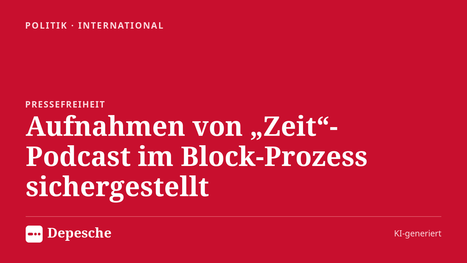 Politik: Aufnahmen von „Zeit“-Podcast im Block-Prozess sichergestellt