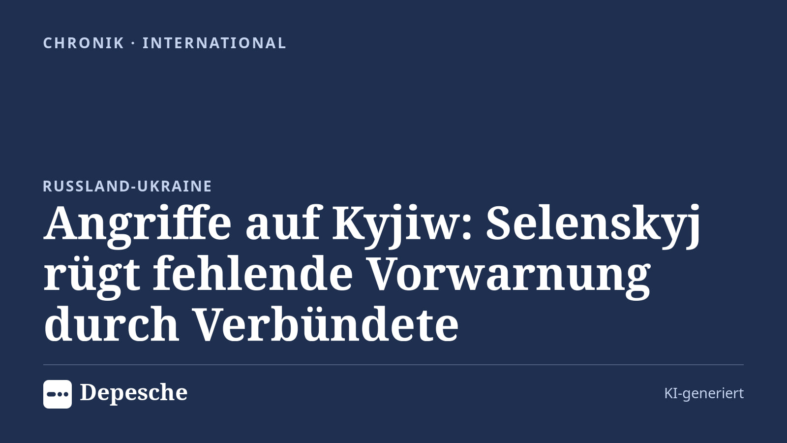Chronik: Angriffe auf Kyjiw: Selenskyj rügt fehlende Vorwarnung durch Verbündete