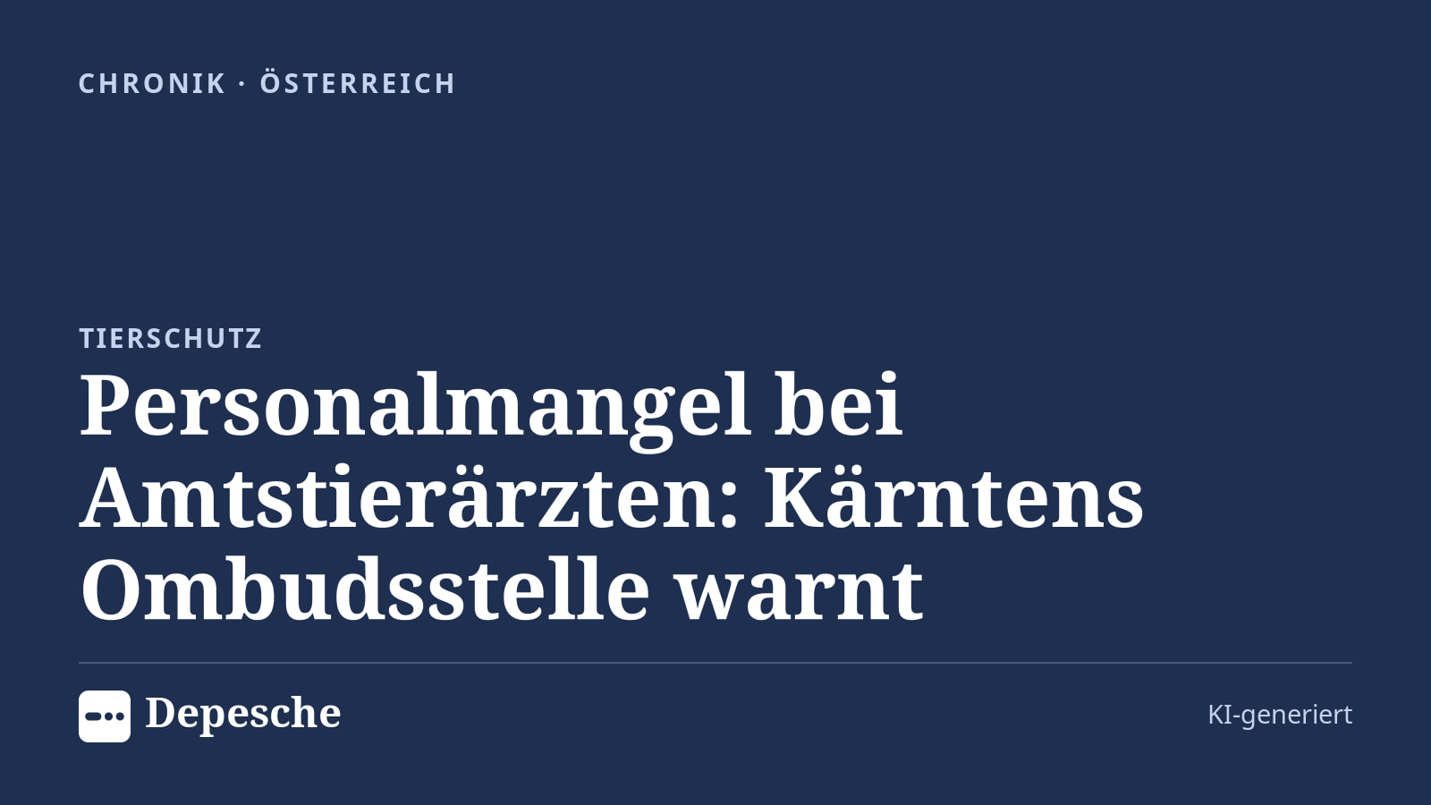 Chronik: Personalmangel bei Amtstierärzten: Kärntens Ombudsstelle warnt