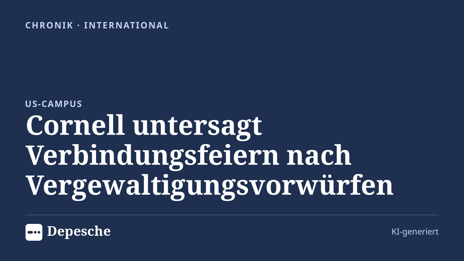 Chronik: Cornell untersagt Verbindungsfeiern nach Vergewaltigungsvorwürfen