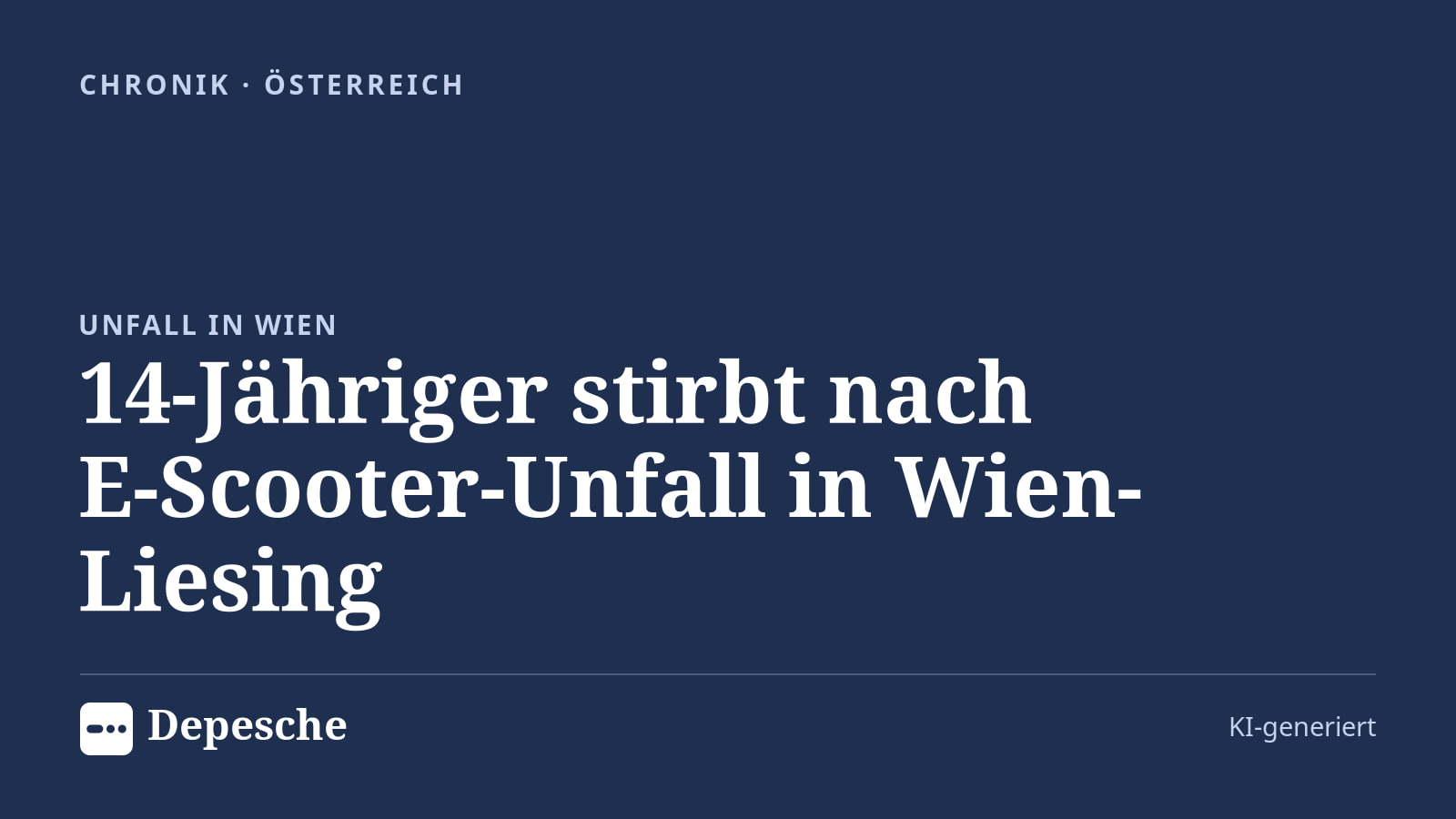 Chronik: 14-Jähriger stirbt nach E‑Scooter‑Unfall in Wien-Liesing