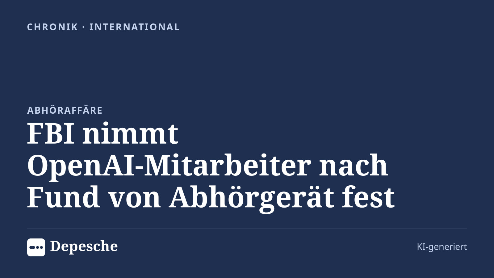 Chronik: FBI nimmt OpenAI‑Mitarbeiter nach Fund von Abhörgerät fest