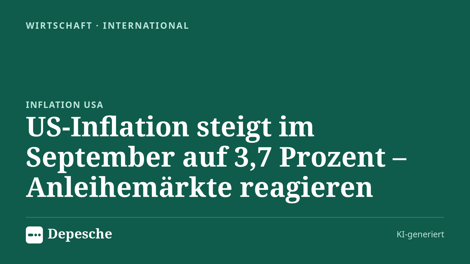 Wirtschaft: US-Inflation steigt im September auf 3,7 Prozent – Anleihemärkte reagieren