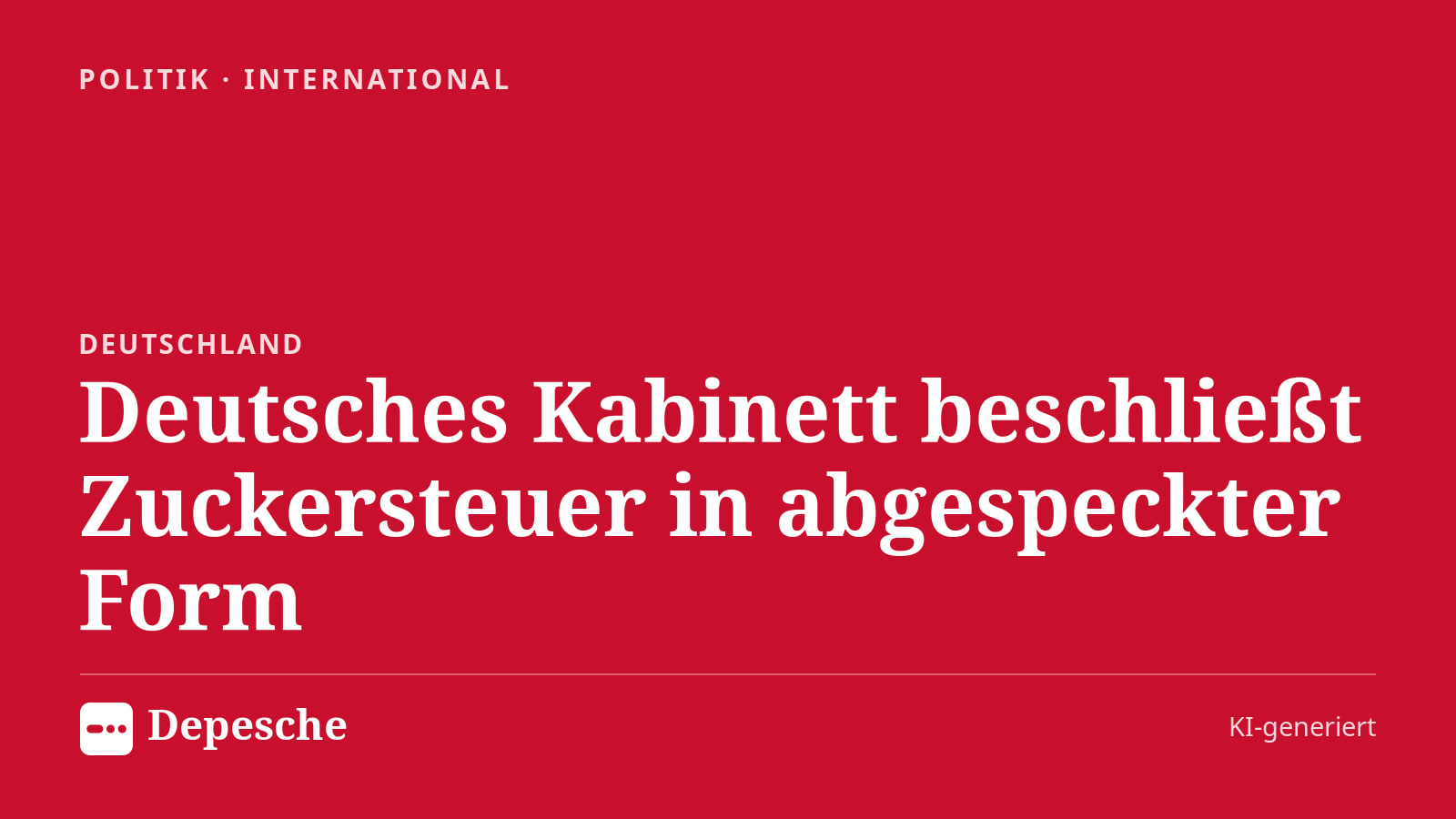 Politik: Deutsches Kabinett beschließt Zuckersteuer in abgespeckter Form
