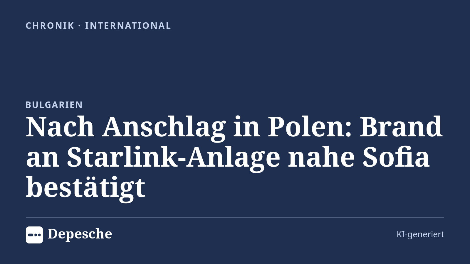 Chronik: Nach Anschlag in Polen: Brand an Starlink-Anlage nahe Sofia bestätigt