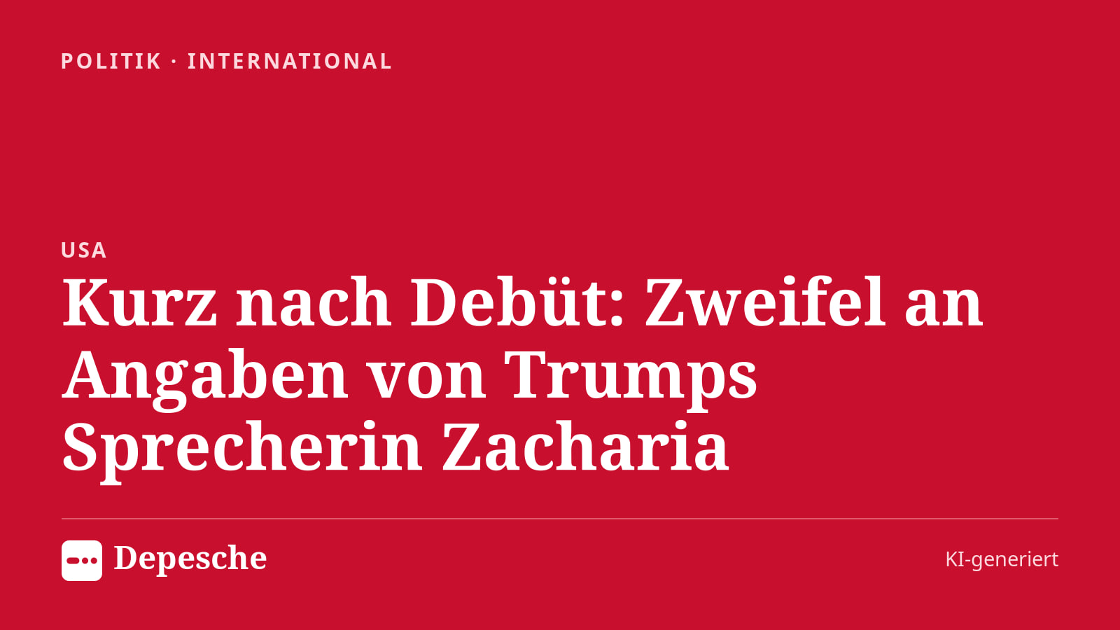 Politik: Kurz nach Debüt: Zweifel an Angaben von Trumps Sprecherin Zacharia