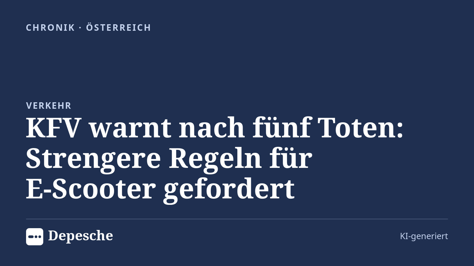 Chronik: KFV warnt nach fünf Toten: Strengere Regeln für E‑Scooter gefordert