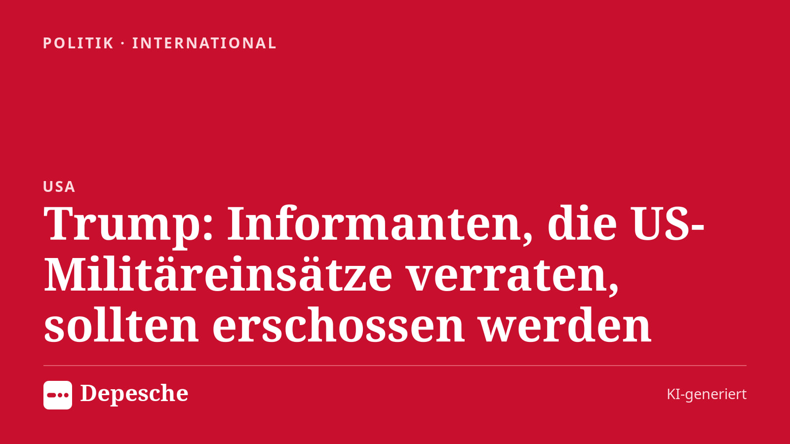 Politik: Trump: Informanten, die US-Militäreinsätze verraten, sollten erschossen werden