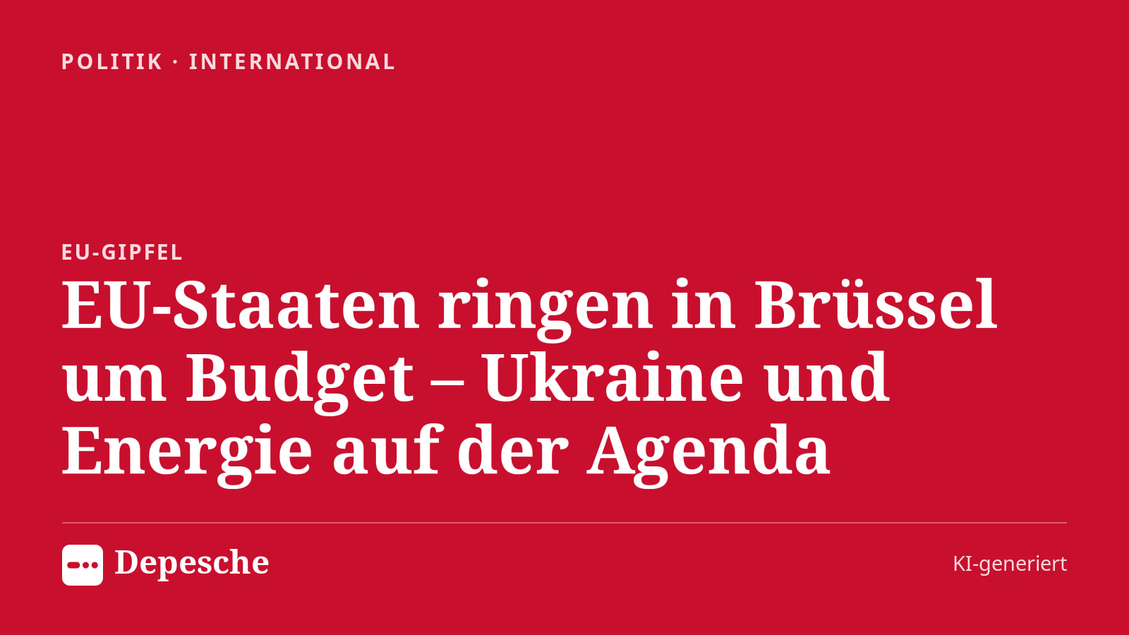 Politik: EU-Staaten ringen in Brüssel um Budget – Ukraine und Energie auf der Agenda