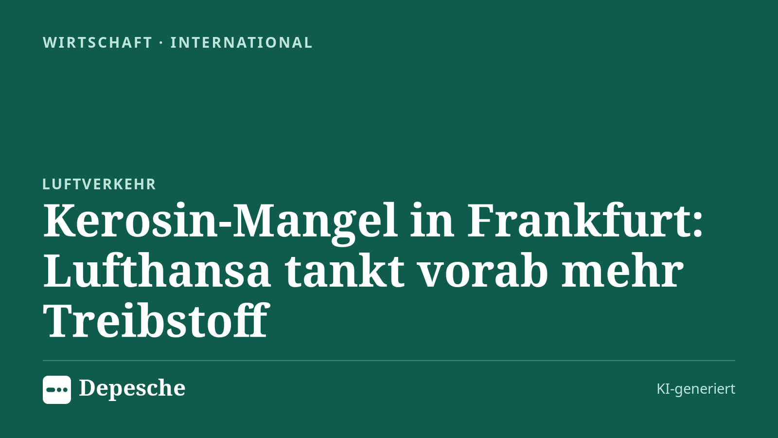 Wirtschaft: Kerosin-Mangel in Frankfurt: Lufthansa tankt vorab mehr Treibstoff