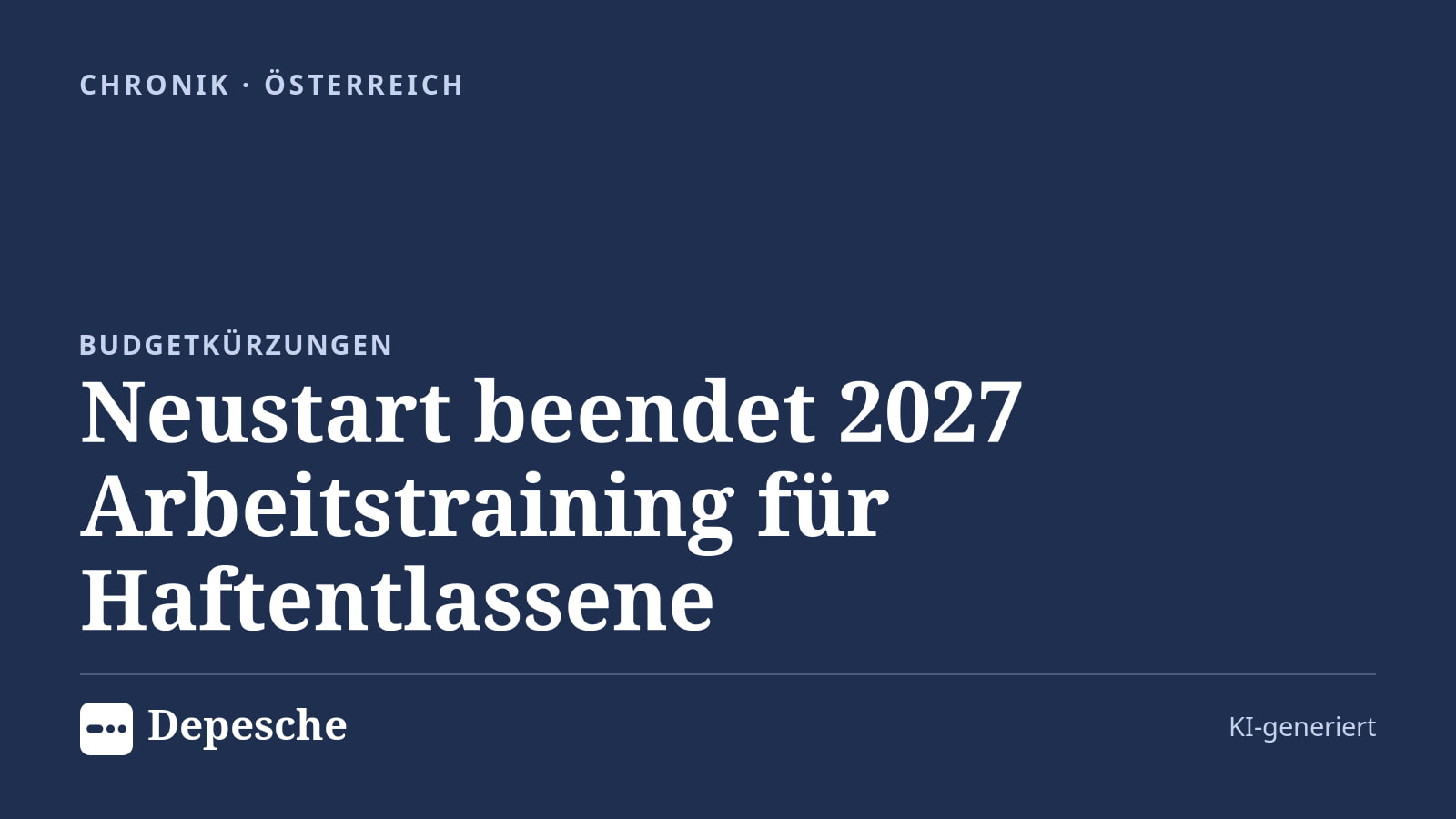 Chronik: Neustart beendet 2027 Arbeitstraining für Haftentlassene