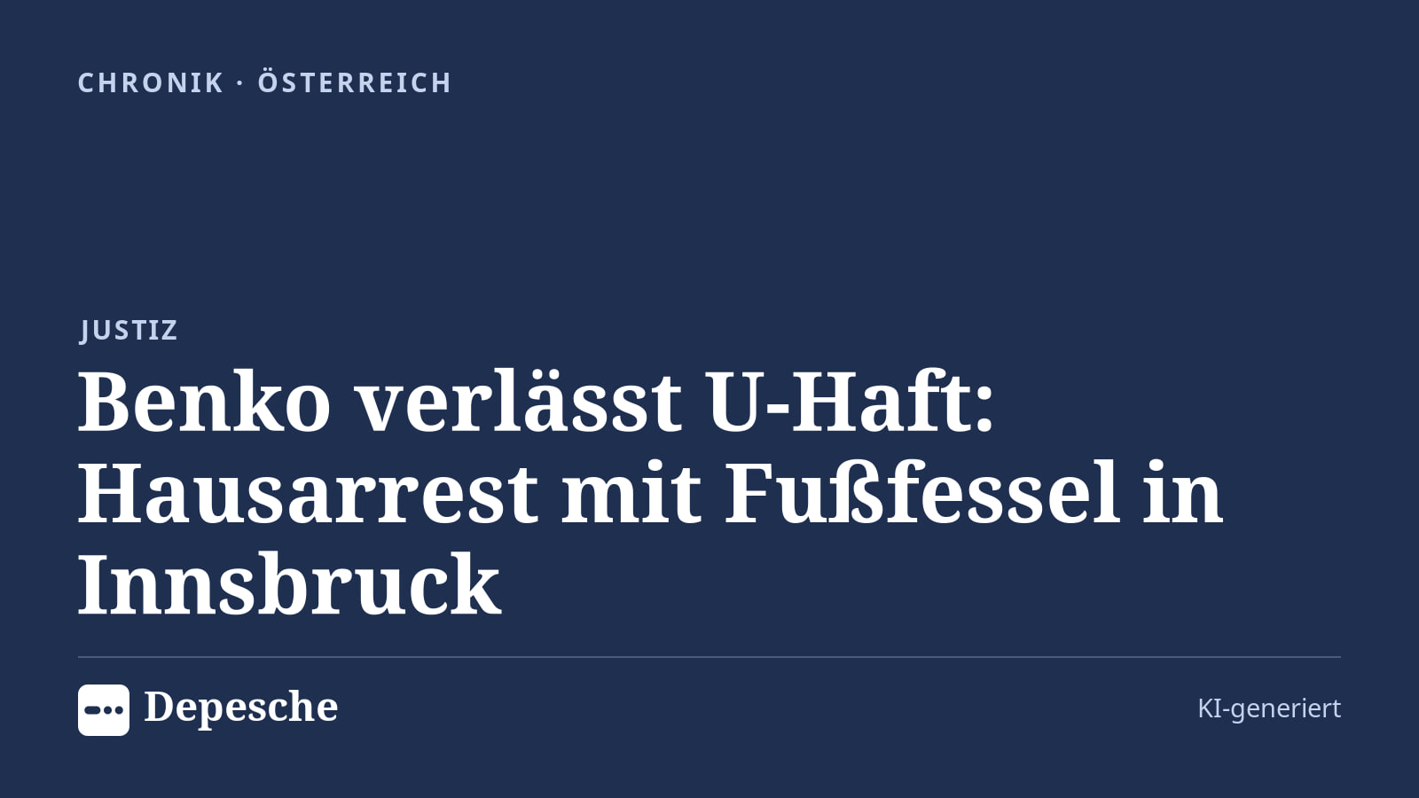Chronik: Benko verlässt U-Haft: Hausarrest mit Fußfessel in Innsbruck