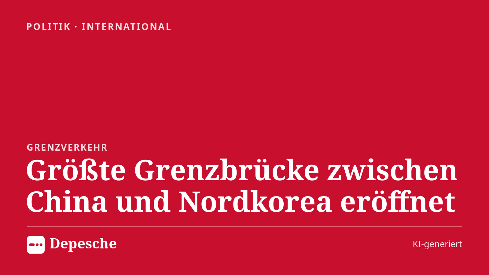 Politik: Größte Grenzbrücke zwischen China und Nordkorea eröffnet