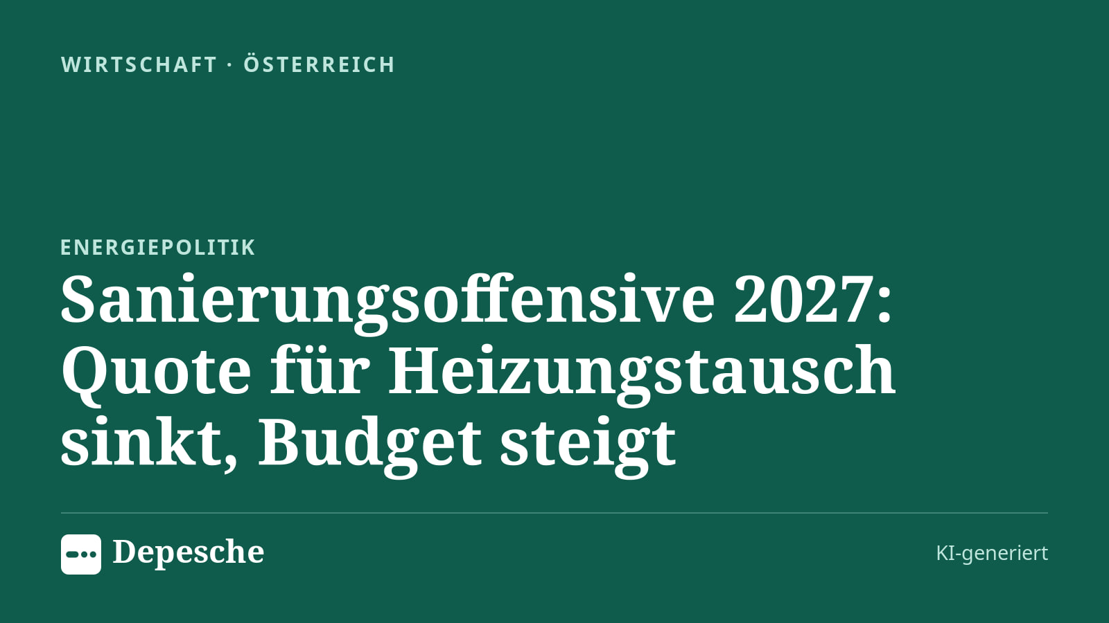 Wirtschaft: Sanierungsoffensive 2027: Quote für Heizungstausch sinkt, Budget steigt