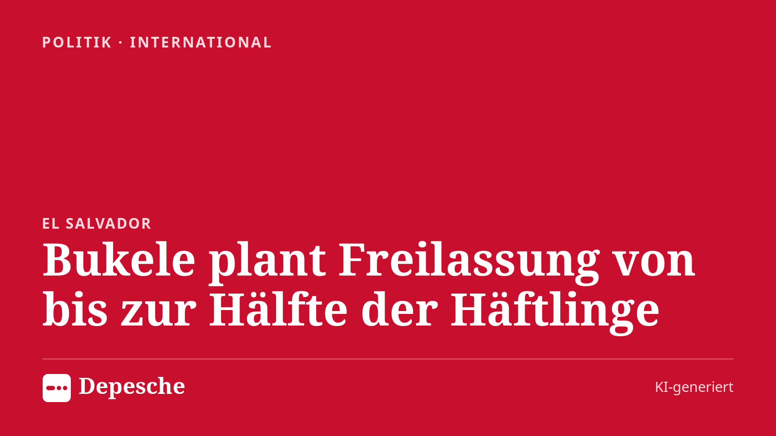 Politik: Bukele plant Freilassung von bis zur Hälfte der Häftlinge
