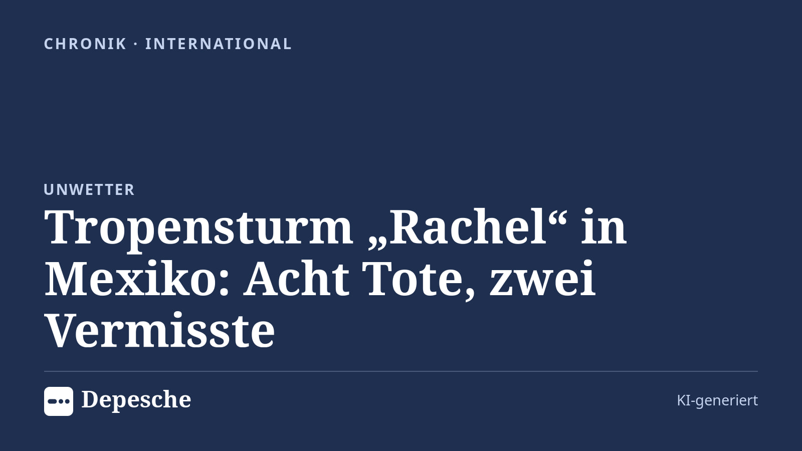 Chronik: Tropensturm „Rachel“ in Mexiko: Acht Tote, zwei Vermisste