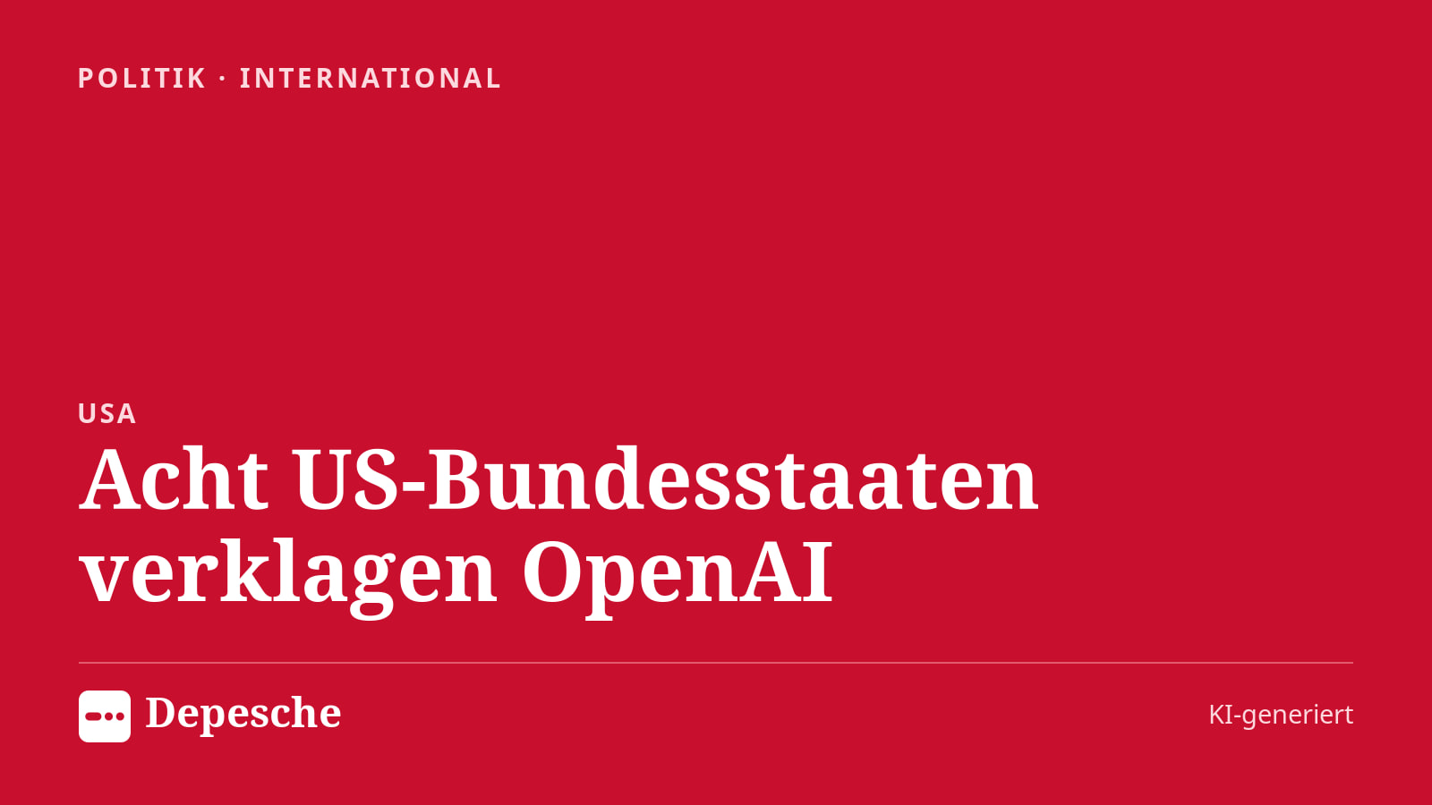 Politik: Acht US-Bundesstaaten verklagen OpenAI