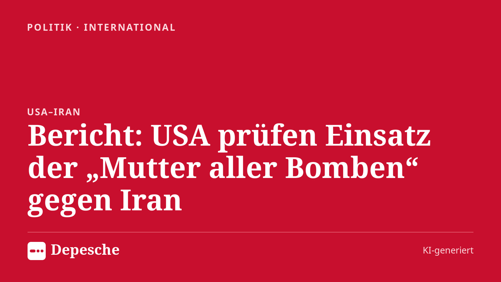 Politik: Bericht: USA prüfen Einsatz der „Mutter aller Bomben“ gegen Iran
