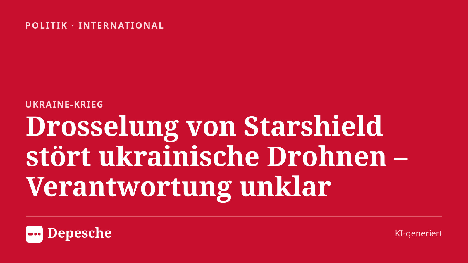 Politik: Drosselung von Starshield stört ukrainische Drohnen – Verantwortung unklar