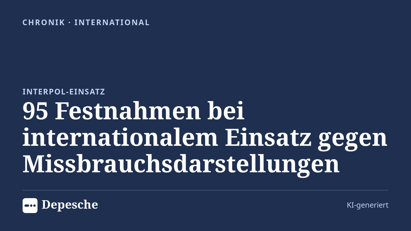 Chronik: 95 Festnahmen bei internationalem Einsatz gegen Missbrauchsdarstellungen