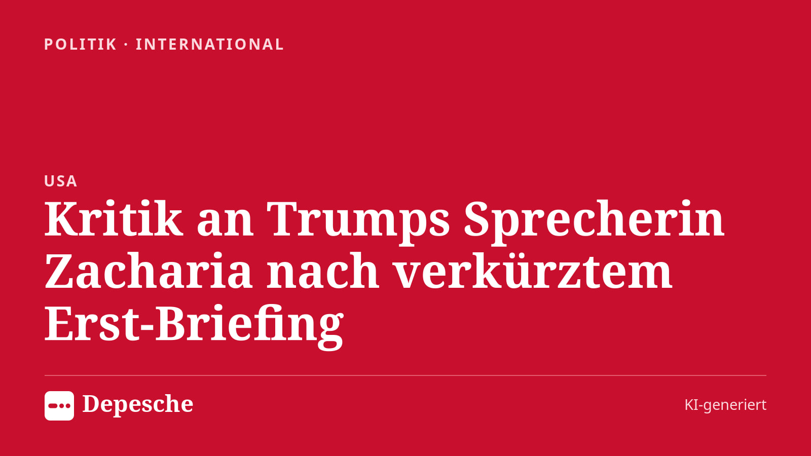 Politik: Kritik an Trumps Sprecherin Zacharia nach verkürztem Erst‑Briefing