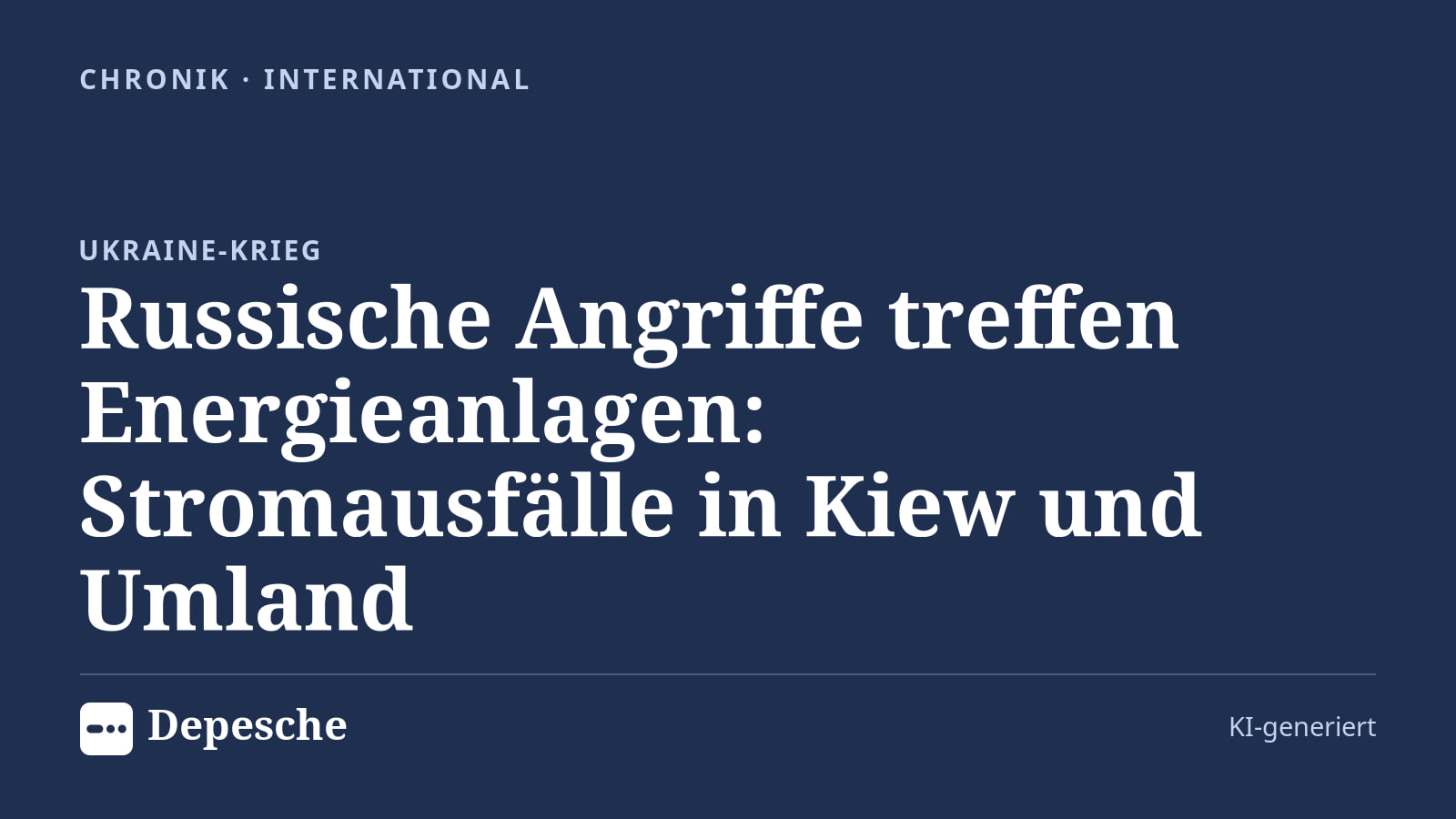 Chronik: Russische Angriffe treffen Energieanlagen: Stromausfälle in Kiew und Umland