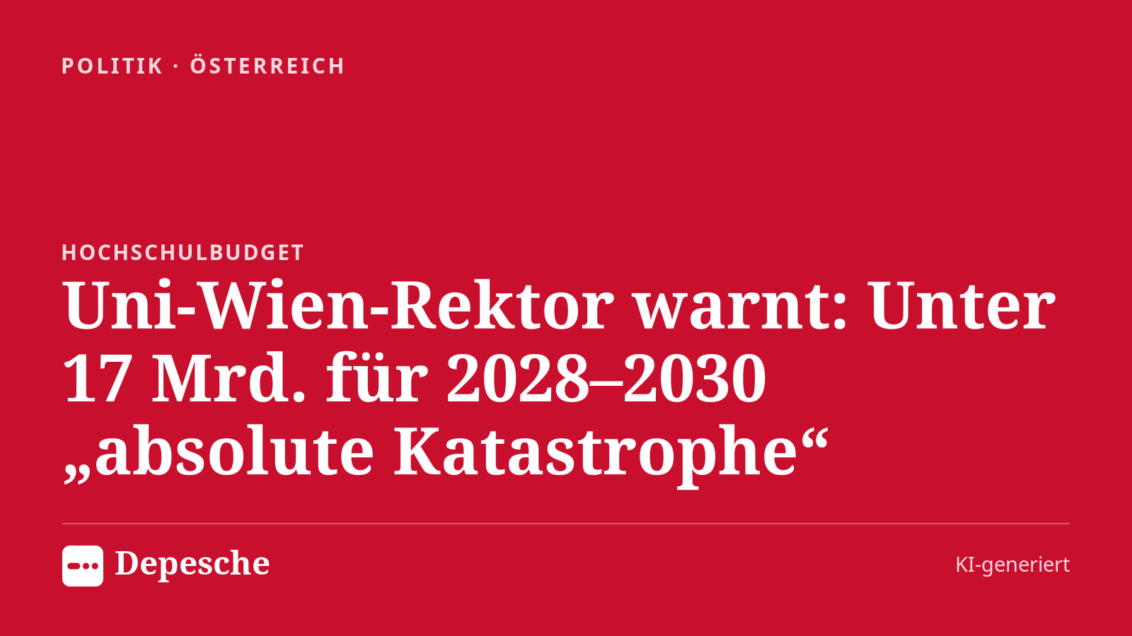 Politik: Uni-Wien-Rektor warnt: Unter 17 Mrd. für 2028–2030 „absolute Katastrophe“