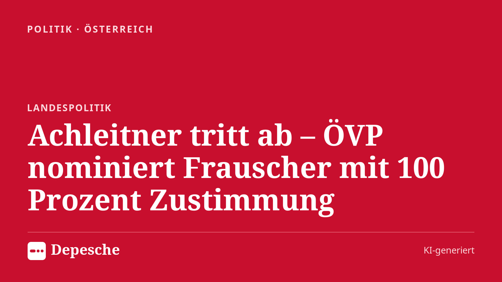 Politik: Achleitner tritt ab – ÖVP nominiert Frauscher mit 100 Prozent Zustimmung