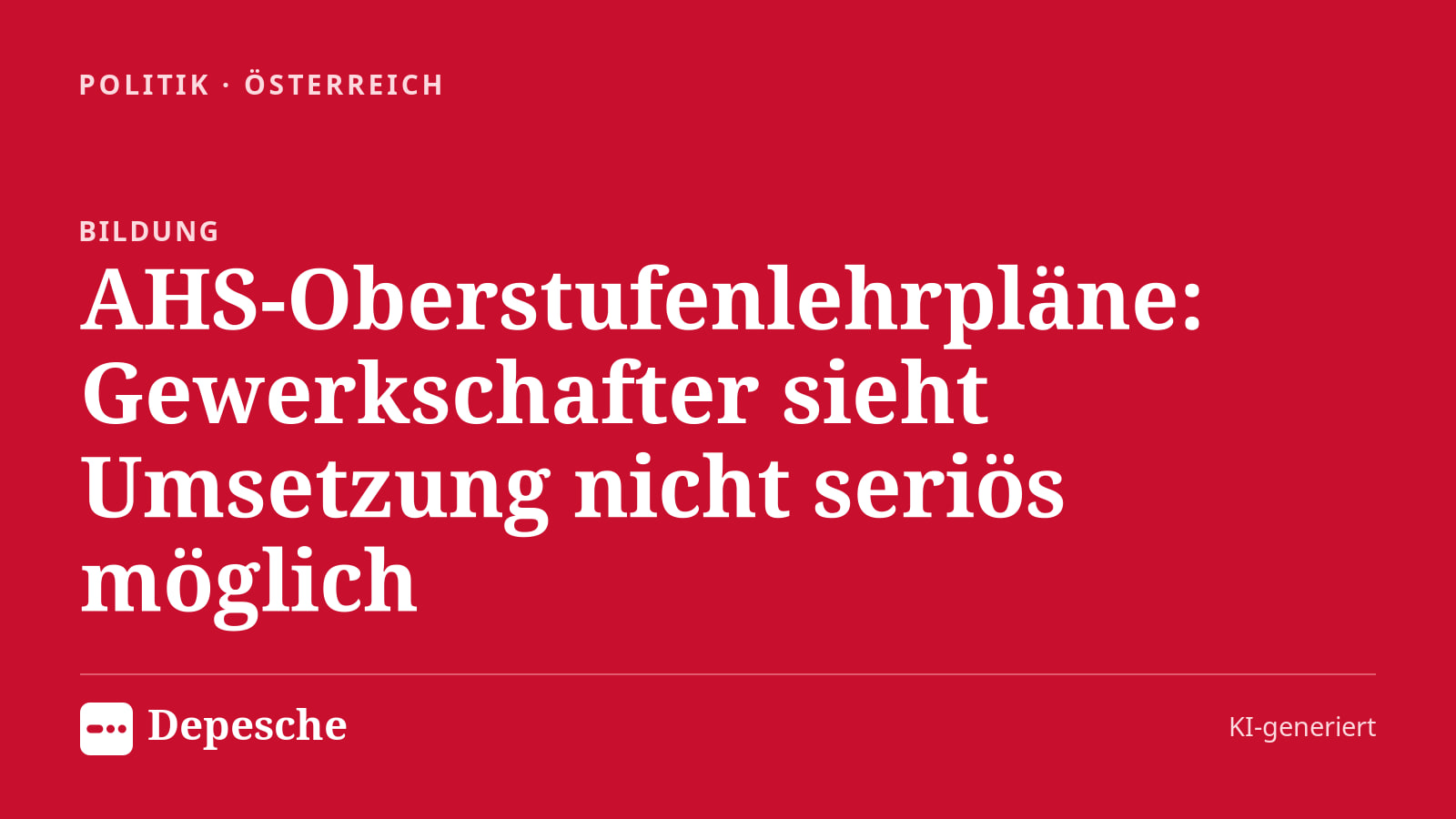 Politik: AHS-Oberstufenlehrpläne: Gewerkschafter sieht Umsetzung nicht seriös möglich